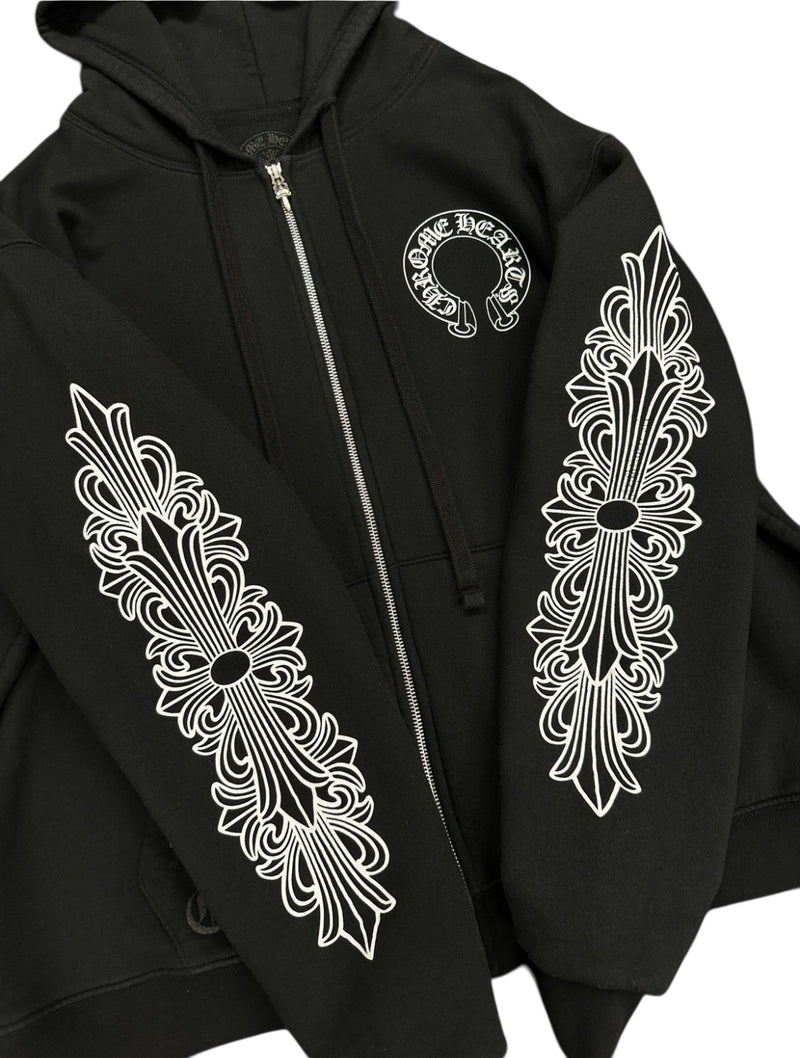 Chrome hearts floral horseshoe zip up hoodie