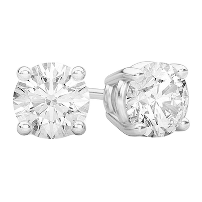 icebox Solitaire Diamond Stud Earrings 14K