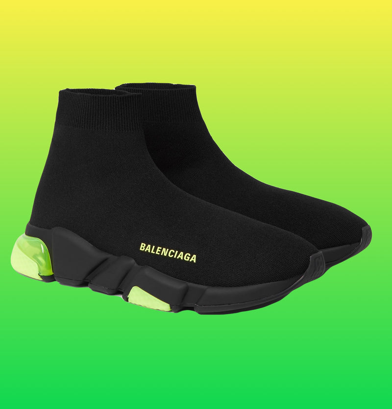 Balenciaga Speed Clear Sole Sneaker Black/Yellow Floor