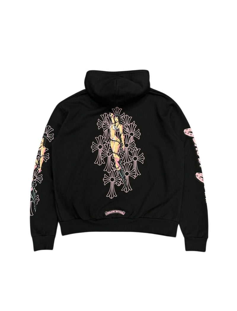 Chrome hearts deadly doll pink cross zip up hoodie