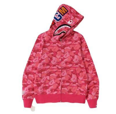 Bape fire camo shark full zip hoodie