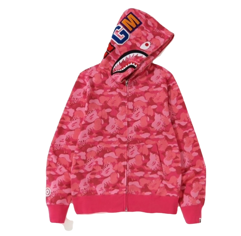Bape fire camo shark full zip hoodie