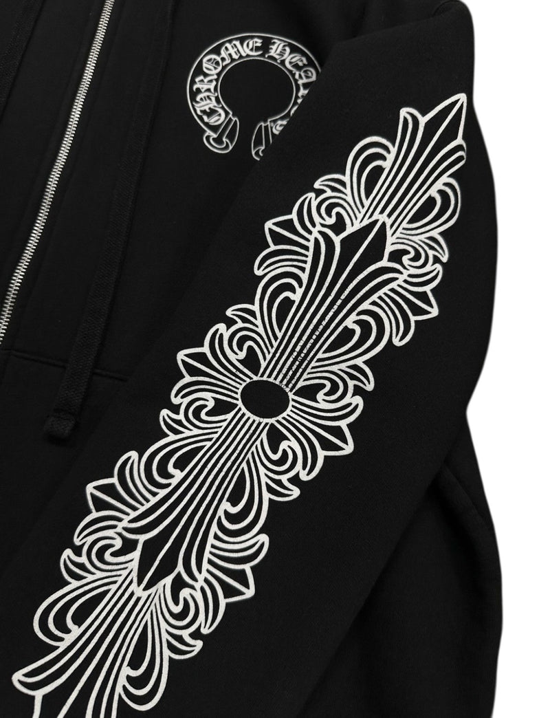 Chrome hearts floral horseshoe zip up hoodie