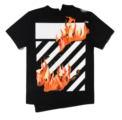 OFF-WHITE Virgil Abloh Black Diag Fire Tee