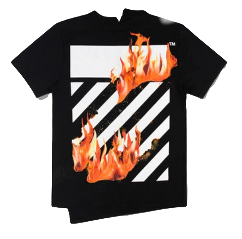 OFF-WHITE Virgil Abloh Black Diag Fire Tee